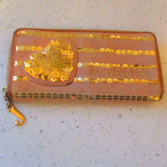 Juicy Couture Handbags - Juicy Couture Beige w/ Gold Sequin Damsel Wallet